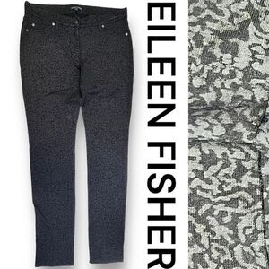 Eileen Fisher Pants Women's Black Filigree Print Ponte Skinny Size Small